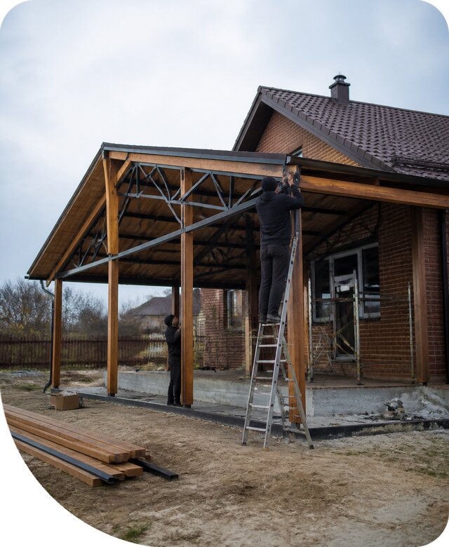 Пристройка навеса к дому и участку в Лениногорске под ключ